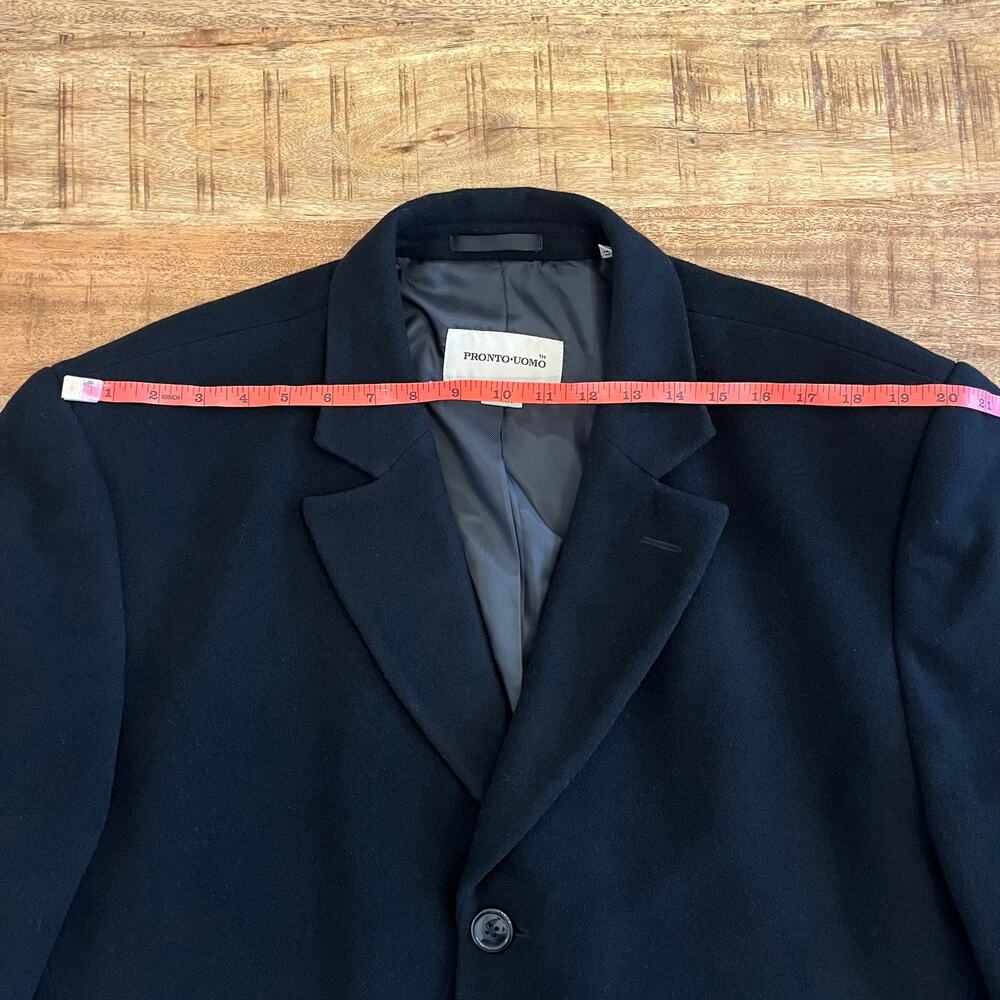 Pronto Uomo Mens Wool Cashmere Coat 42S Long Overcoat Black Dressy Formal Office - Picture 11 of 16
